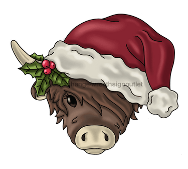 Christmas Highland Cow Sign, Christmas Sign, Funny Cow Sign, wood sign, PCD-W-038 door hanger, christmas